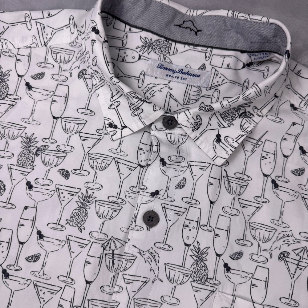 Tommy Bahama Mojito Bay Sippin' Soiree IslandZone Button Up Shirt Mens XXL White